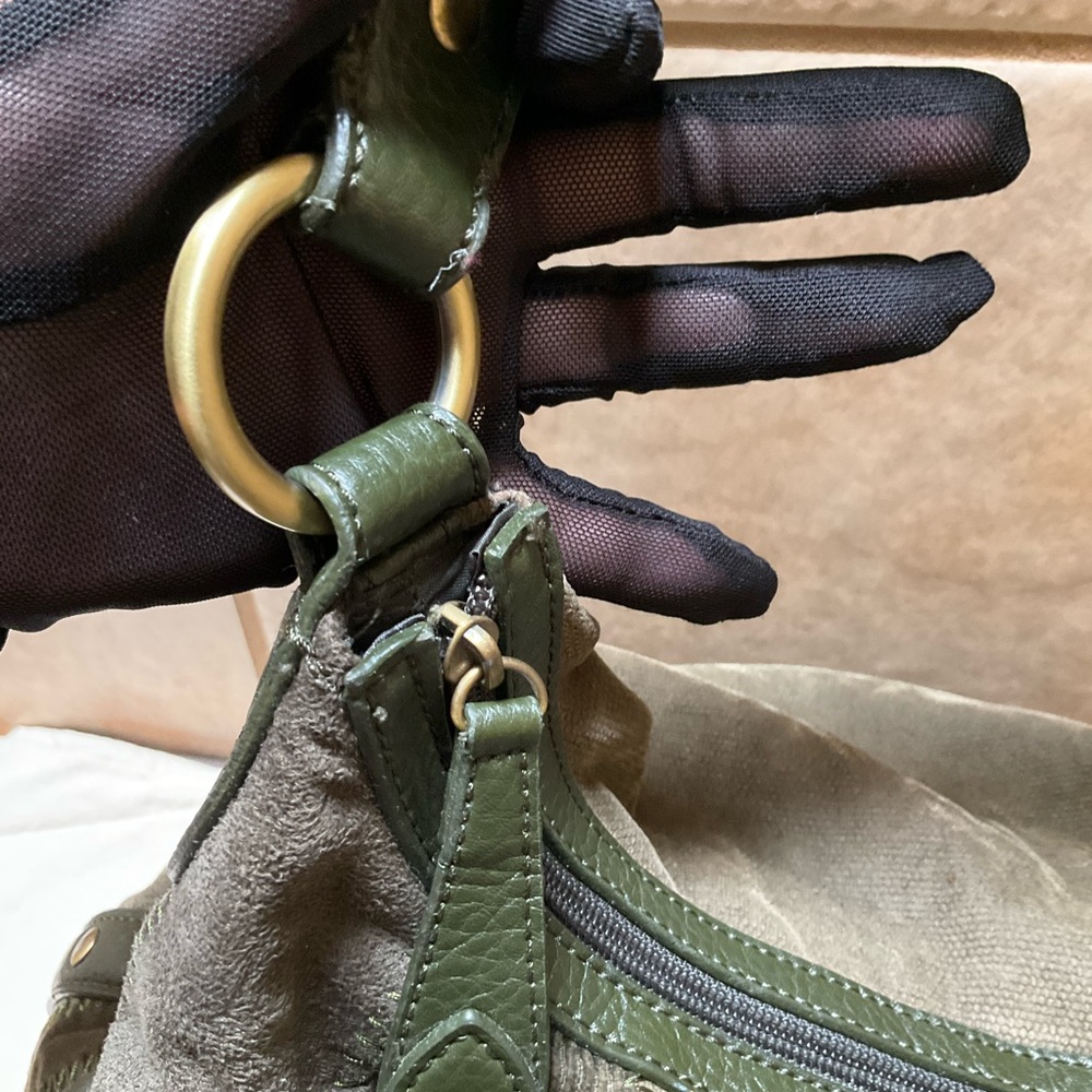 *REHAB* Tommy Hilfiger Vintage y2k bag Olive GREEN stripped Satchel Handbag - Picture 13 of 16